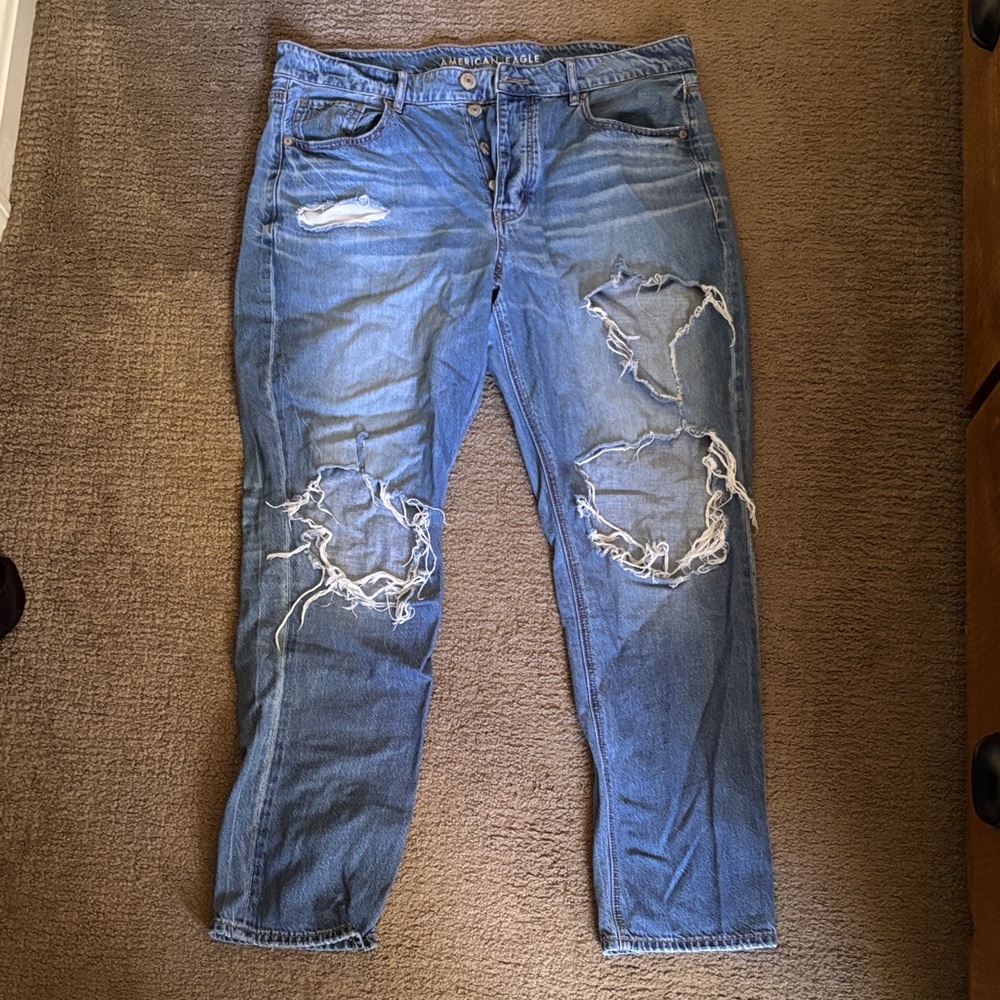 Distressed American Eagle Blue Jeans